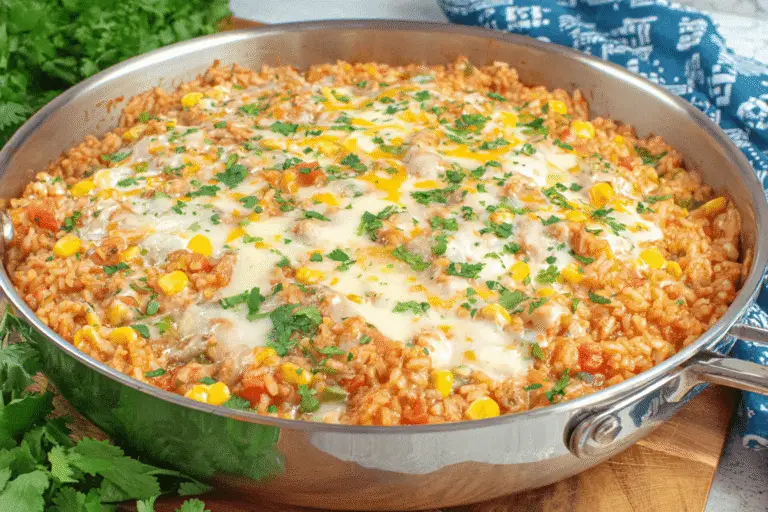 One Pot Cheesy Enchilada Rice Recipe
