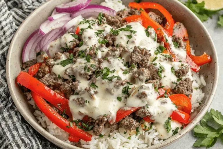 Philly Cheesesteak Rice Bowl Recipe