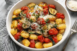 Roasted Garlic Sheet Pan Gnocchi