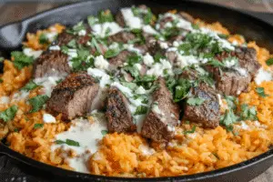 Sirloin Steak and Rice with Queso