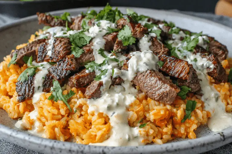 Sirloin Steak and Rice with Queso Recipe