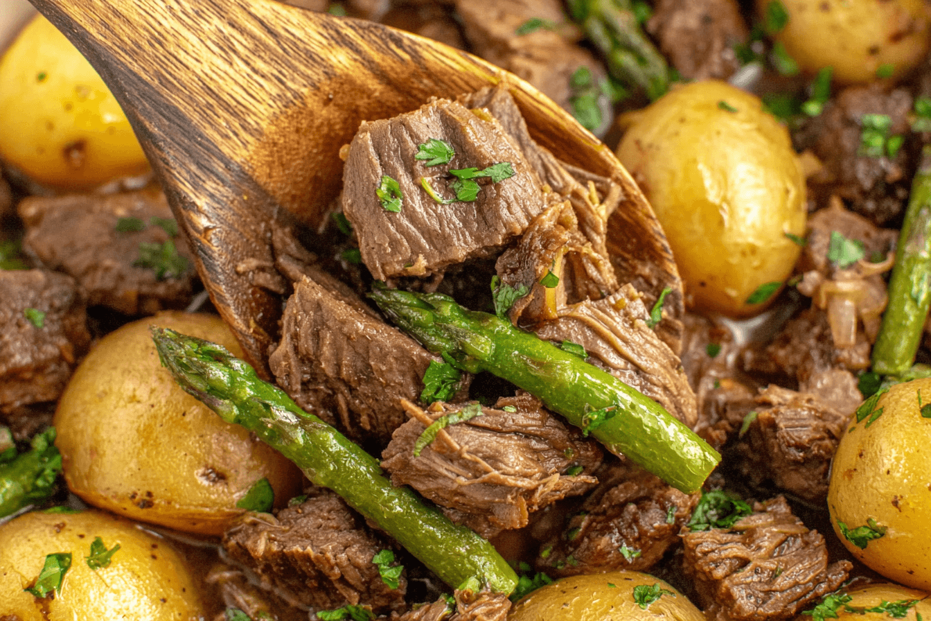 Slow Cooker Garlic Butter Beef Bites With Potatoes Recipe