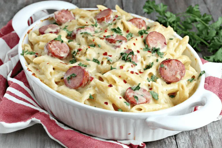 Spicy Smoked Sausage Alfredo Bake Recipe