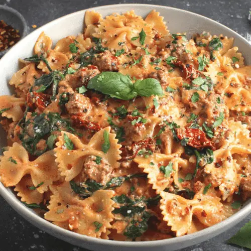 Tomato Spinach Farfalle Pasta Recipe