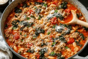 Tuscan Turkey And White Bean Skillet