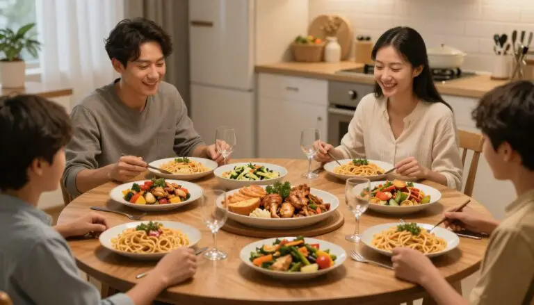 budget-friendly dinners with fresh ingredients on family dining table