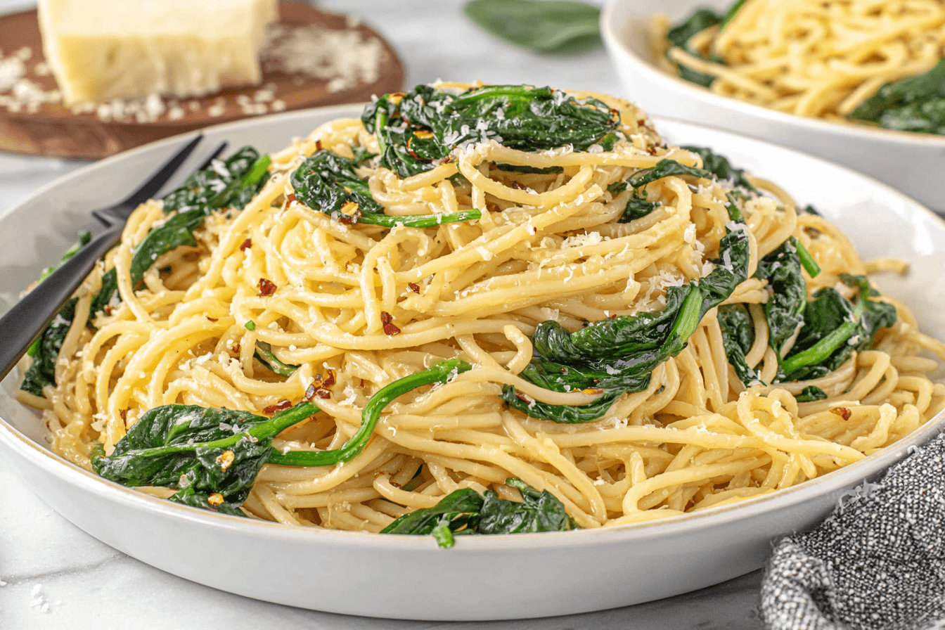 Lemon Garlic Spinach Spaghetti Recipe