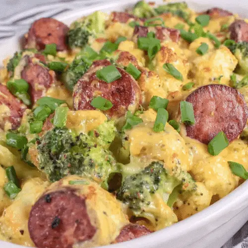 Broccoli And Cauliflower Au Gratin with Sausage Recipe