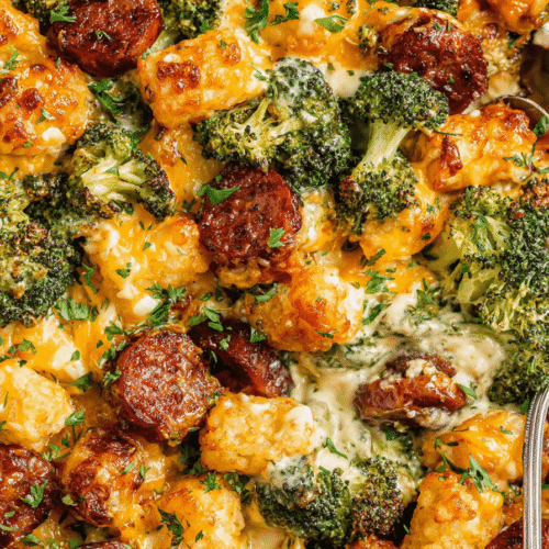Cheesy Broccoli, Sausage and Cauliflower Casserole Recipe