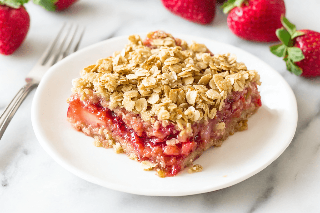 Healthy Strawberry & Rhubarb Crumble Recipe