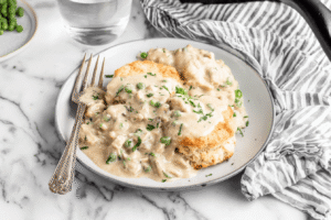 Creamed Chicken Over Biscuits