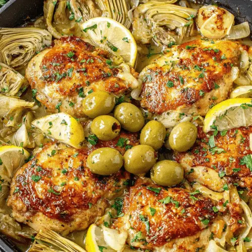 Lemon Garlic Chicken with Artichokes and Olives Recipe
