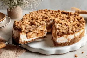 Apple Crumble Cheesecake With Cookie Crust