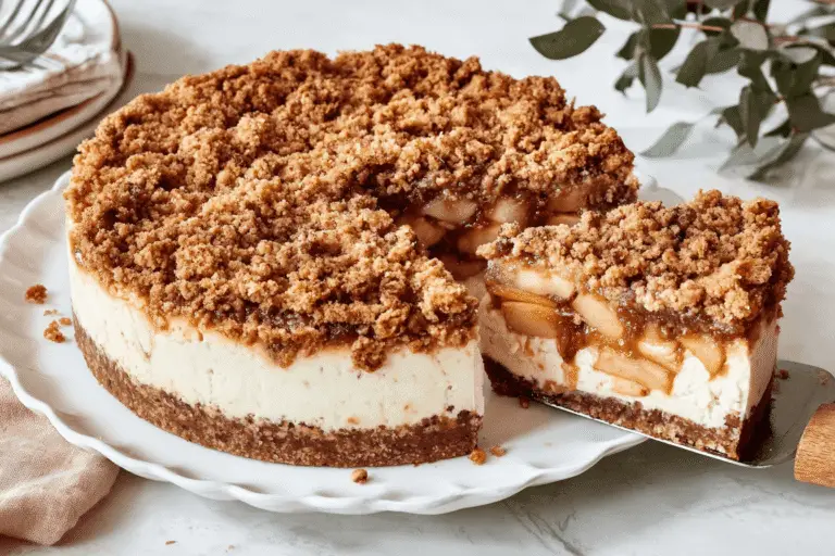 Apple Crumble Cheesecake With Cookie Crust Recipe