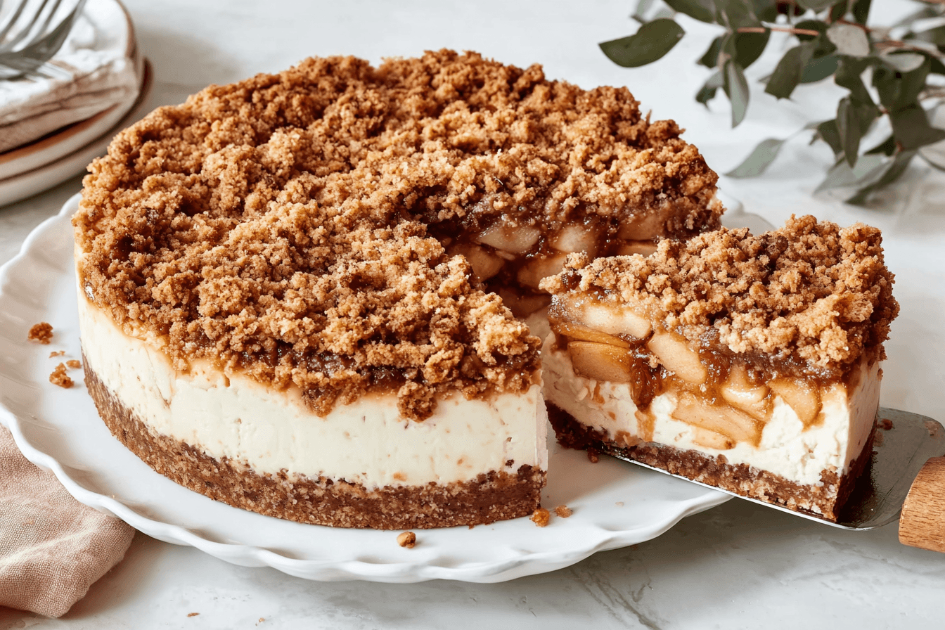 Apple Crumble Cheesecake With Cookie Crust Recipe