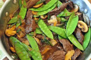 Asian Beef With Mushrooms And Snow Peas