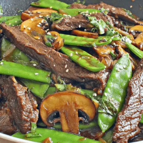Asian Beef With Mushrooms And Snow Peas Recipe