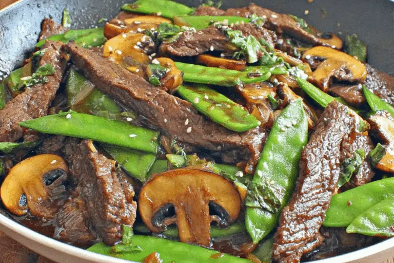 Asian Beef With Mushrooms And Snow Peas Recipe