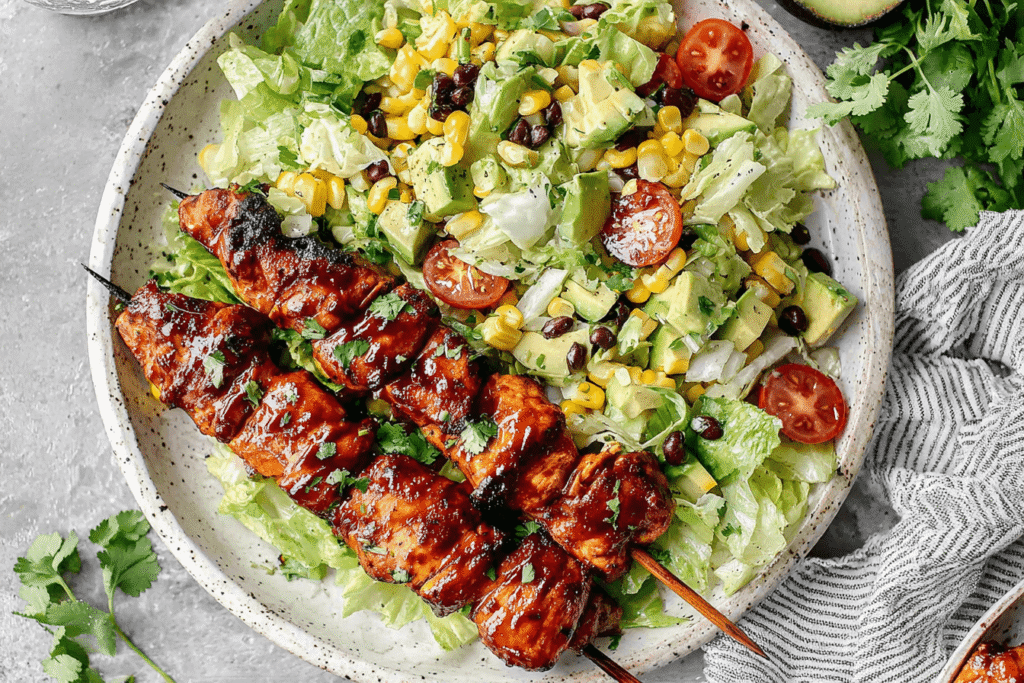 BBQ Chicken Skewer Salad Recipe