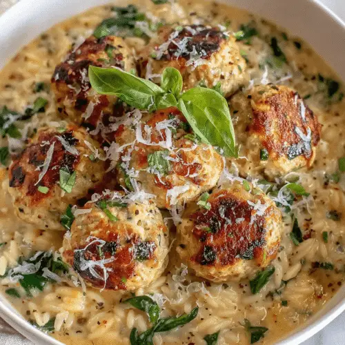 Baked Chicken Ricotta Meatballs With Creamy Spinach Orzo Recipe