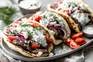 Beef Tzatziki Pita Wraps