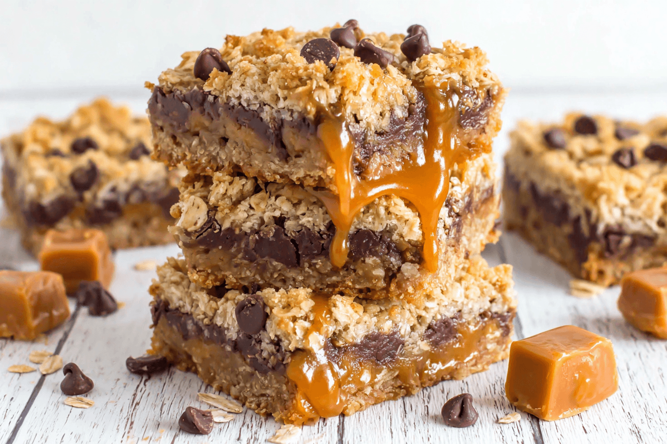 Caramel Oatmeal Chocolate Chip Bars Recipe