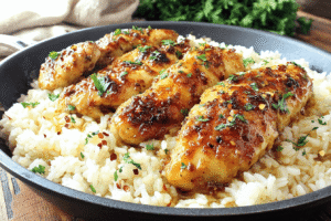 Chicken Scampi With Garlic Parmesan Rice