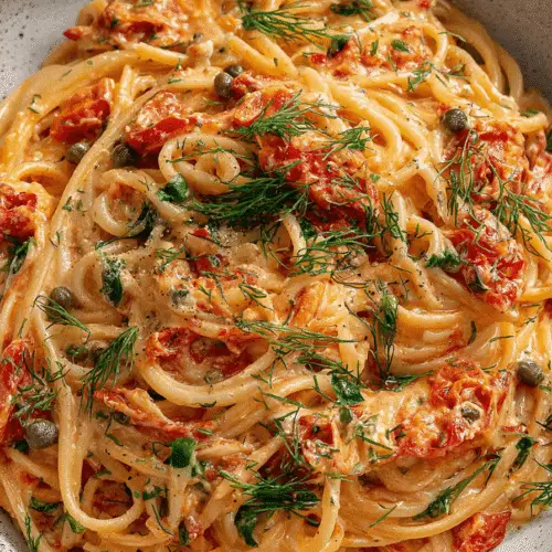 Creamy Sun-Dried Tomato Pasta With Capers And Dill Recipe