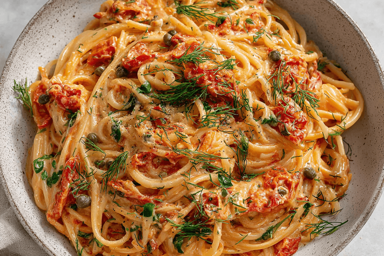 Creamy Sun-Dried Tomato Pasta With Capers And Dill Recipe