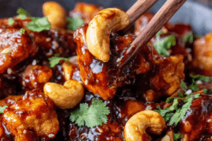 Crispy Chicken with Spicy Cashew Sauce