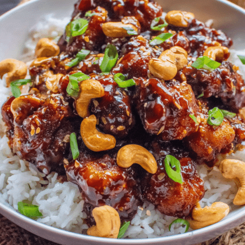 Crispy Chicken with Spicy Cashew Sauce Recipe