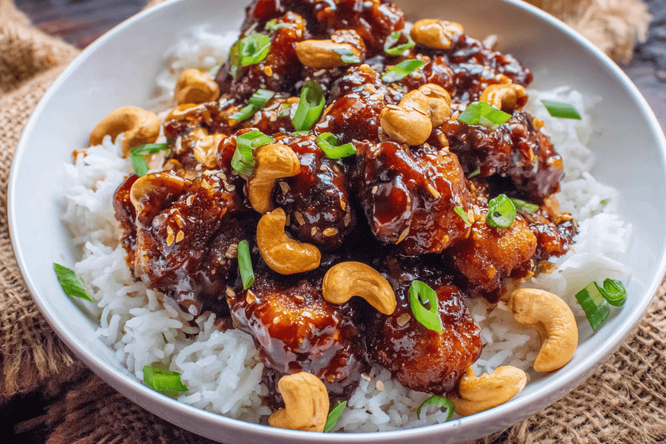 Crispy Chicken with Spicy Cashew Sauce Recipe