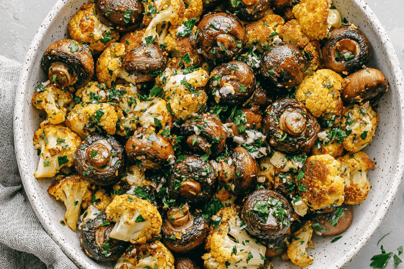 Garlic Mushrooms Cauliflower Skillet Recipe