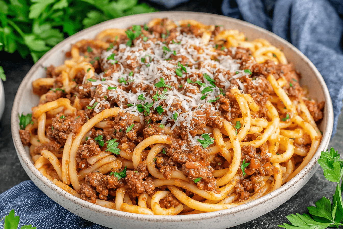 Greek Spaghetti with Meat Sauce Recipe