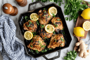 Lemon Ginger Soy Marinated Grilled Chicken