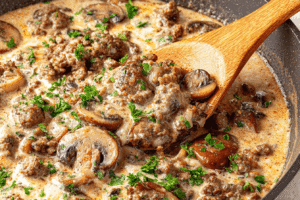 Low Carb Keto Ground Beef Stroganoff