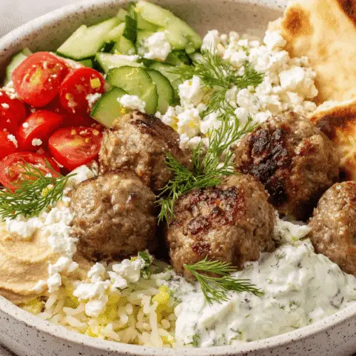 Mediterranean Meatball Gyro Bowls Recipe