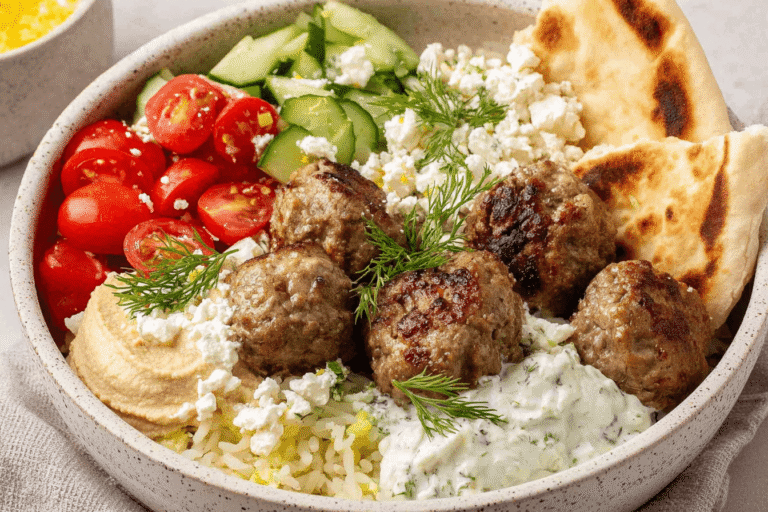Mediterranean Meatball Gyro Bowls Recipe