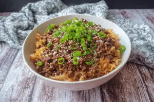 Mongolian Ground Beef With Cabbage