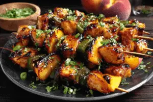 Jalapeño Peach Chicken Skewers
