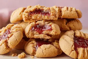 Peanut Butter Strawberry Jam Cookies