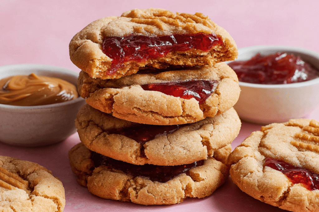 Peanut Butter Strawberry Jam Cookies Recipe