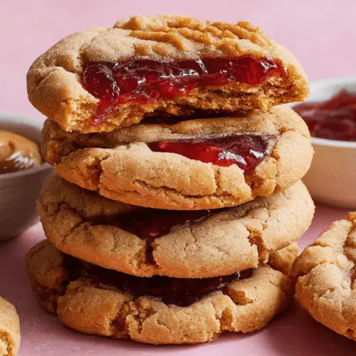 Peanut Butter Strawberry Jam Cookies Recipe