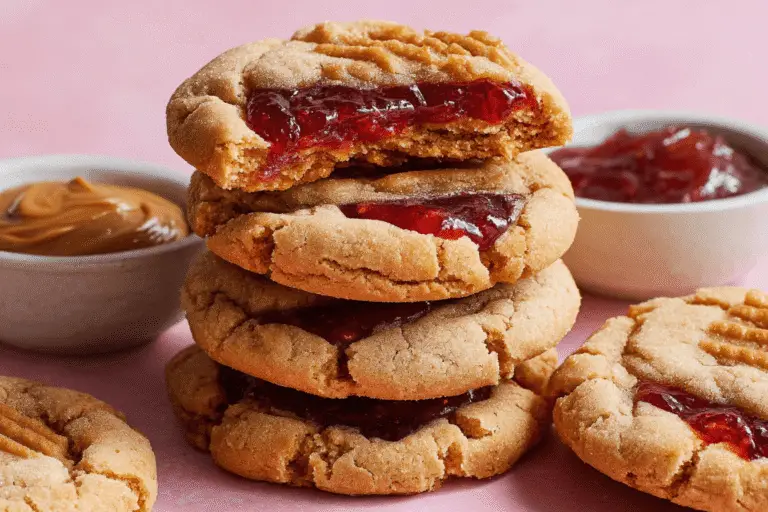 Peanut Butter Strawberry Jam Cookies Recipe
