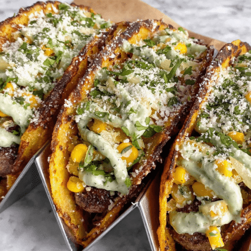 Smash Burger Tacos with Street Corn Recipe