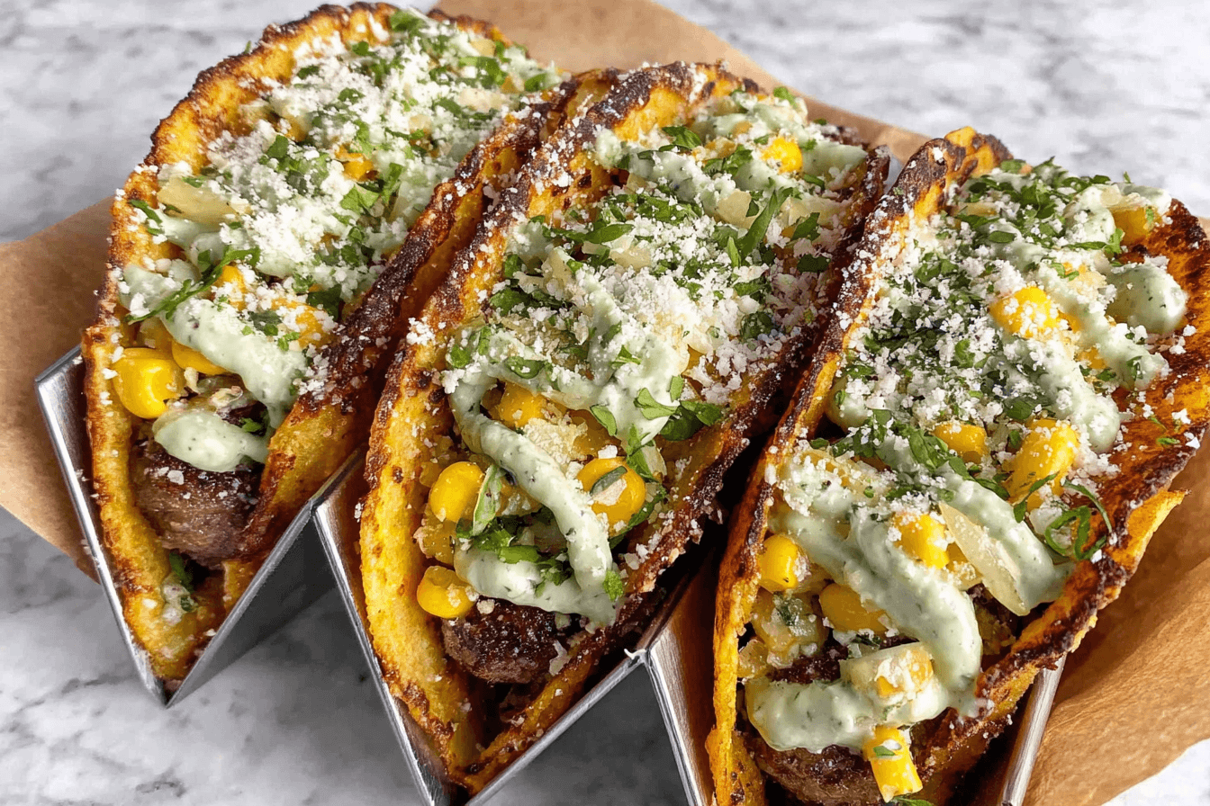 Smash Burger Tacos with Street Corn Recipe