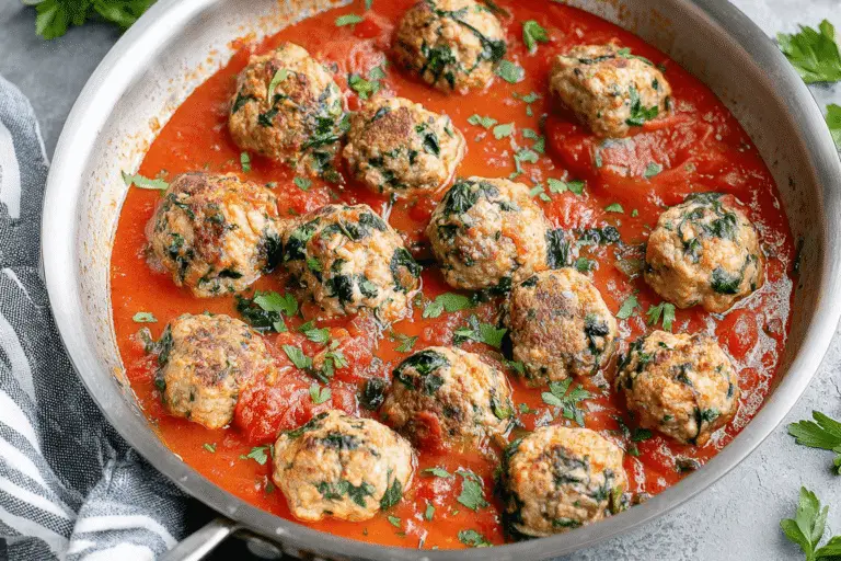 Spinach Feta Turkey Meatballs Recipe