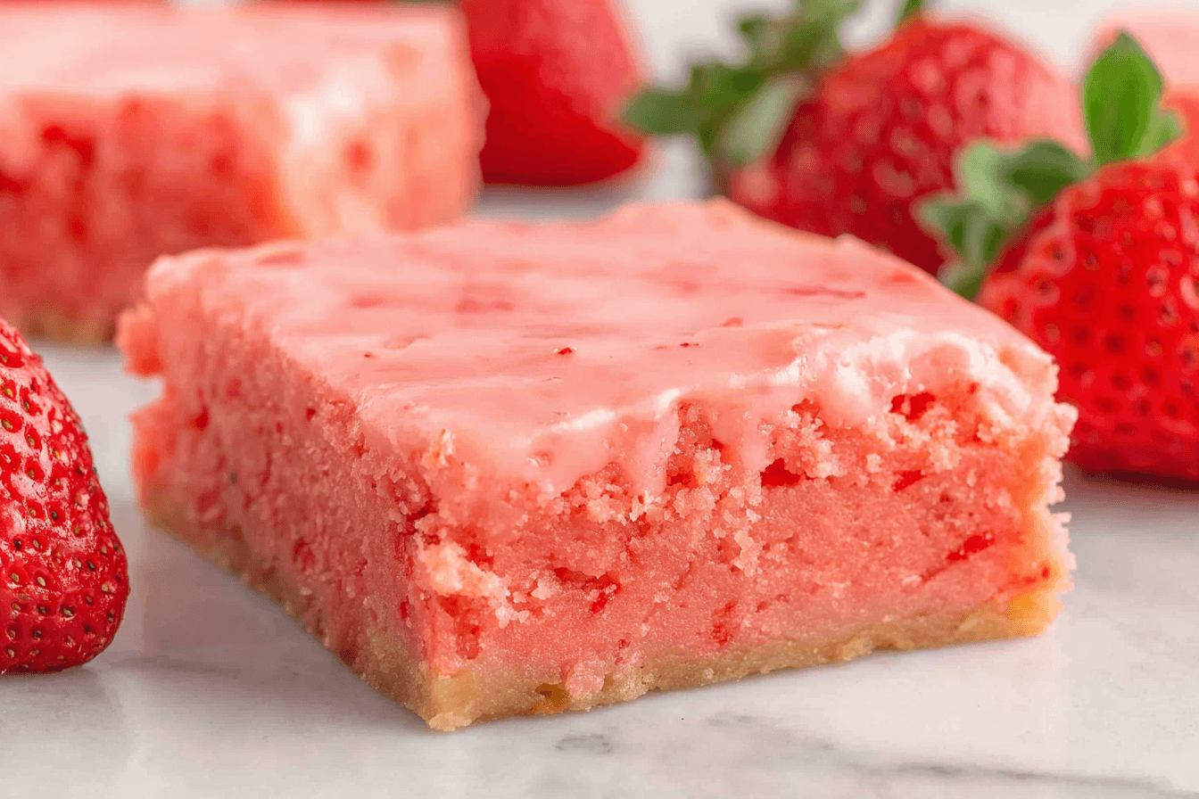 Strawberry Brownies with Glaze Recipe