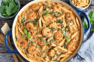 Creamy Sun-Dried Tomato Shrimp With Spinach Pasta