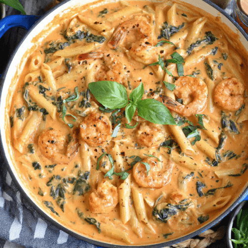 Creamy Sun-Dried Tomato Shrimp With Spinach Pasta Recipe